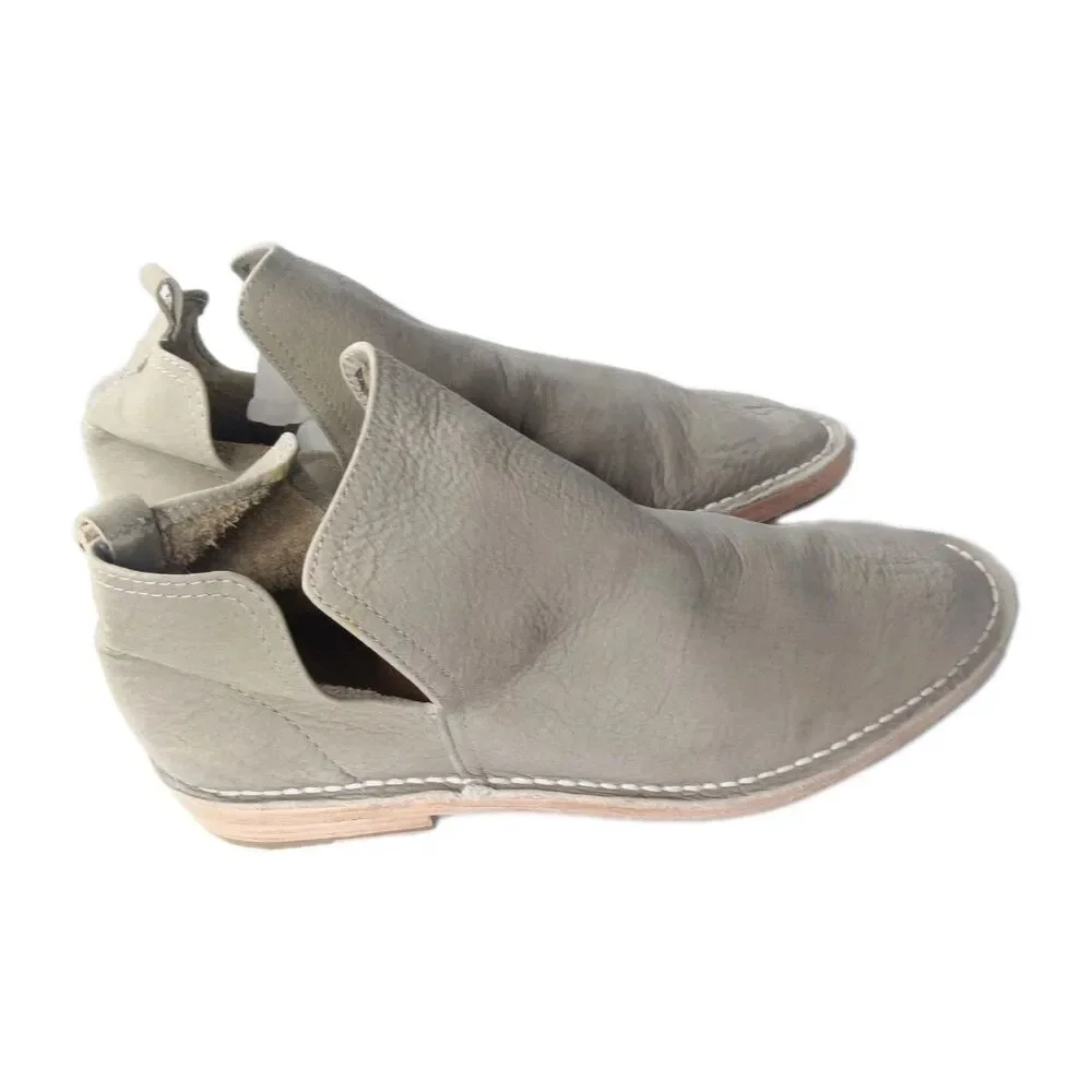 Custom Made Leather Ankle Boots Men Sz 10 Shoes Gray Cut Out Design